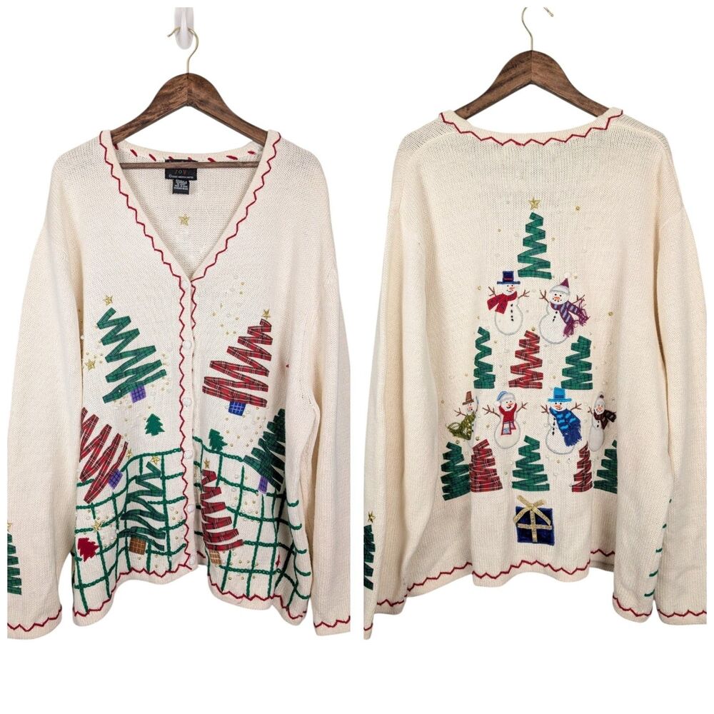 VTG Designers Originals Studio Joy Christmas Button Sweater Cardigan